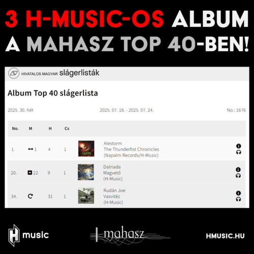 3 H-Music-os album a MAHASZ 30. heti (fizikai hanghordozók) Top 40-es listáján!