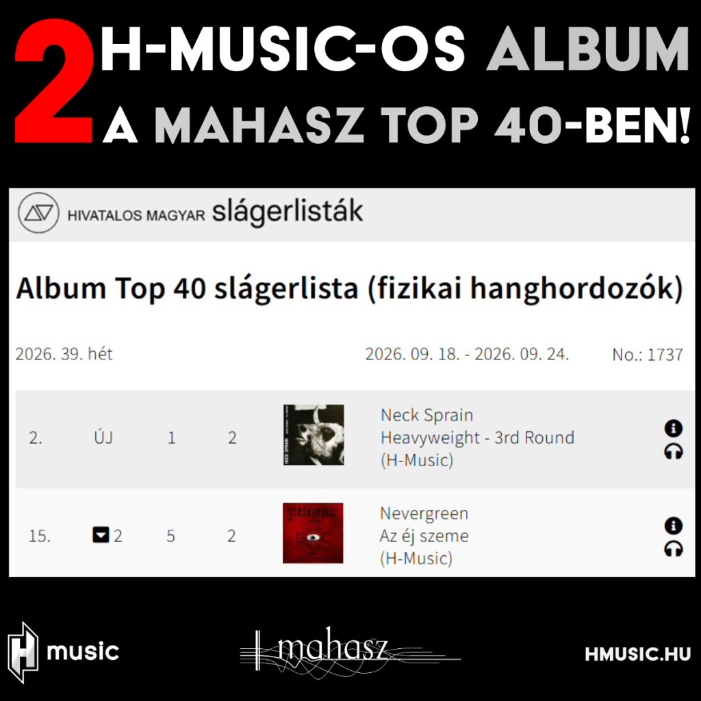 2 H-Musicos album a MAHASZ 2026 39. heti (fizikai hanghordozók) Top 40-es listáján!