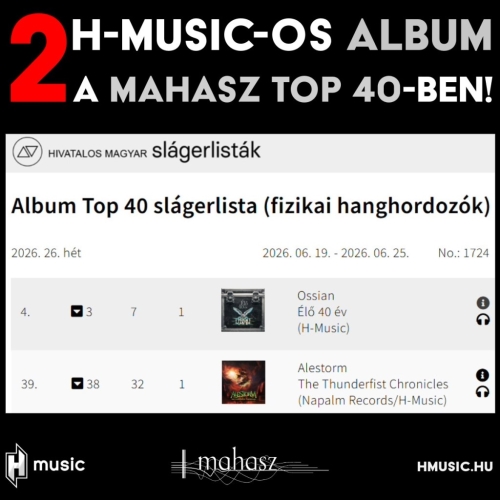2 H-Musicos album a MAHASZ 2026 26. heti (fizikai hanghordozók) Top 40-es listáján!
