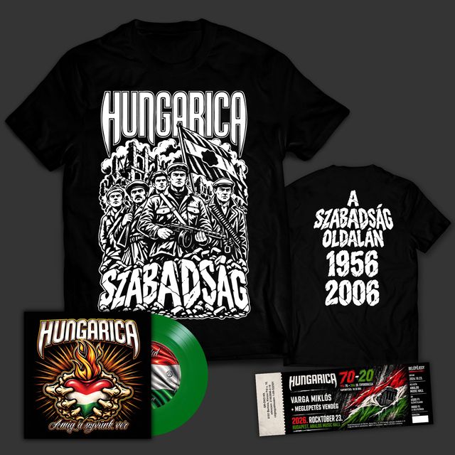 Hungarica: Amíg a szívünk ver ZÖLD SP (7INCH) + Póló + Koncertjegy Csomag